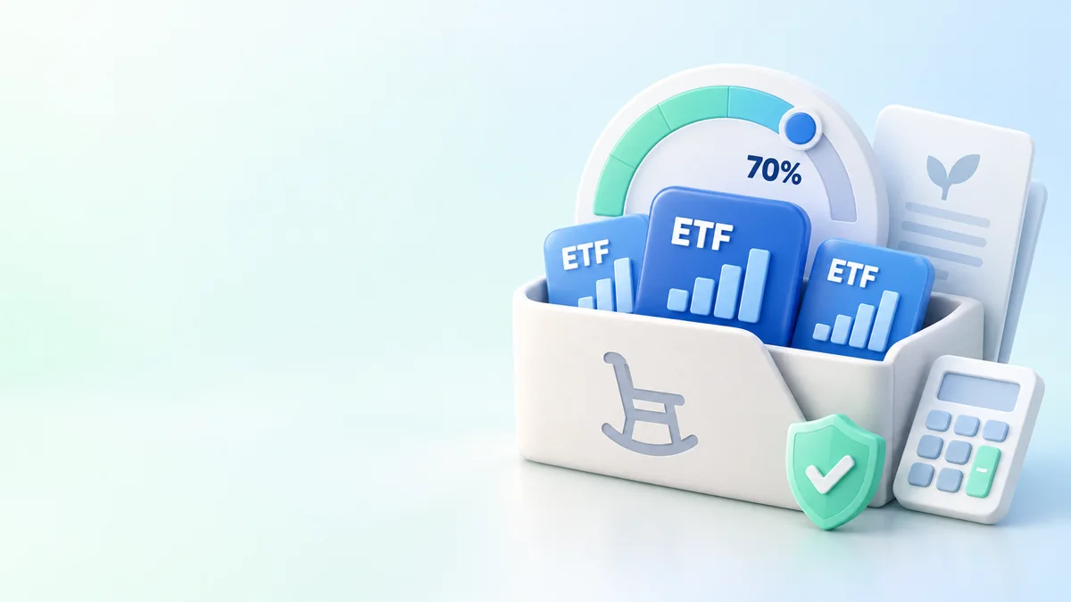 IRP 계좌의 ETF 주문이 위험자산 70% 한도에서 멈춘 모습을 나타낸 민트·파랑 3D 그림