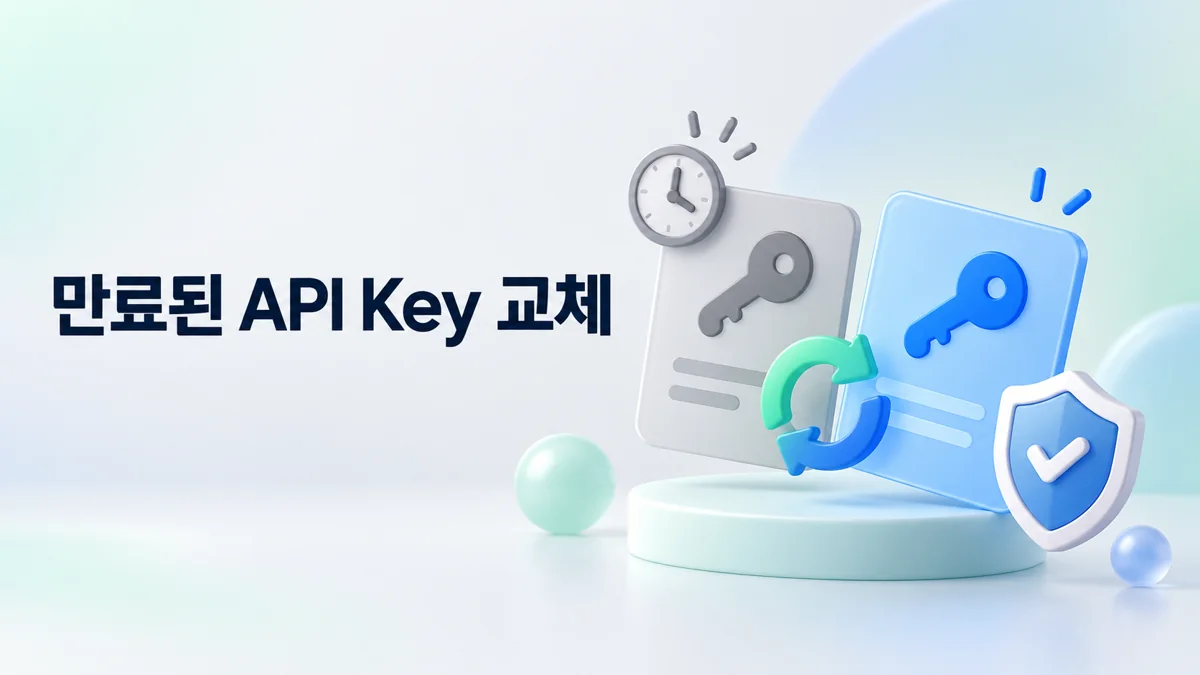 만료된 업비트 API Key를 새 보안 Key로 교체하는 과정을 표현한 돈브리핑 썸네일